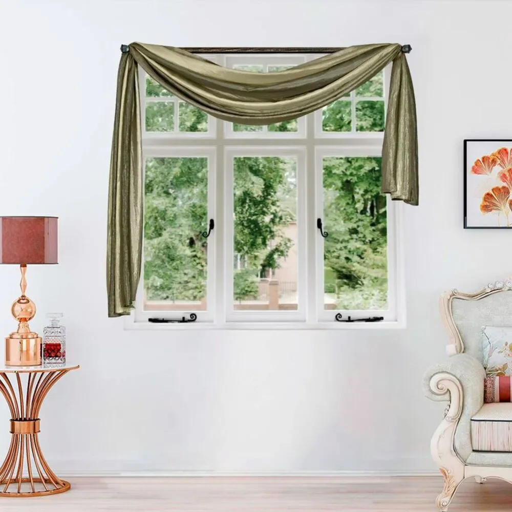 Woven Trends Ombre Curtains, Valances for Windows, Luxurious Scarf Valance,